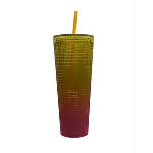 Starbucks Summer 2022 Strawberry Lemonade Studded Disco Grid Tumbler 24oz. EUC